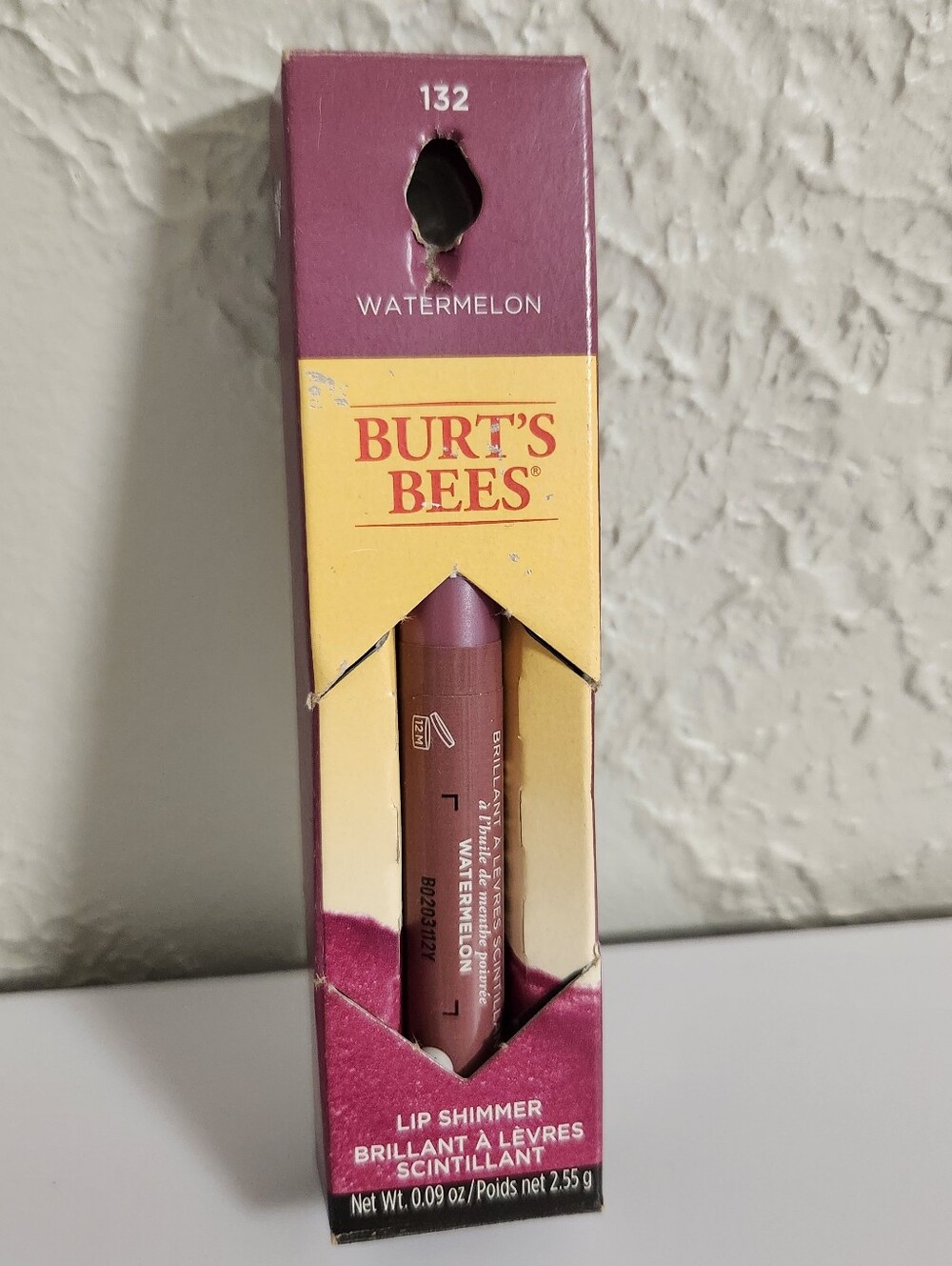 Burt's Bees Lip Shimmer #132 Watermelon, 0.09 Oz.